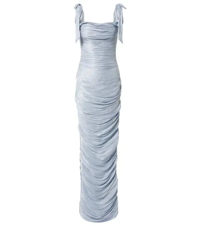 Pleated taffeta gown