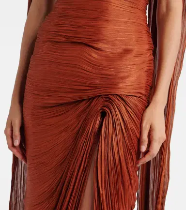 Marmar Halim Pleated taffeta bustier gown and scarf set | Thumbnail 2 Marmar Halim Pleated taffeta bustier gown and scarf set | Thumbnail 2