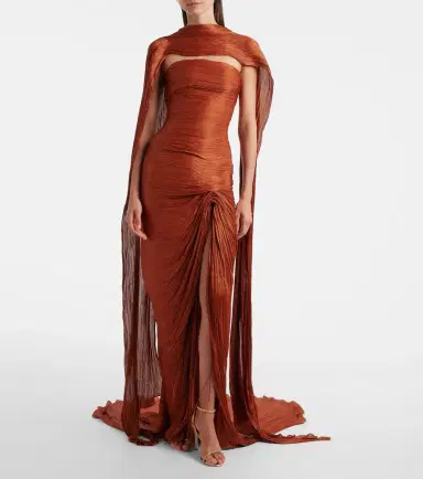 Marmar Halim Pleated taffeta bustier gown and scarf set | Thumbnail 6 Marmar Halim Pleated taffeta bustier gown and scarf set | Thumbnail 6