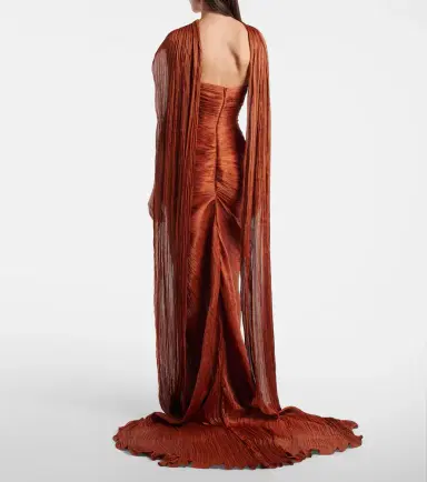 Marmar Halim Pleated taffeta bustier gown and scarf set | Thumbnail 7 Marmar Halim Pleated taffeta bustier gown and scarf set | Thumbnail 7