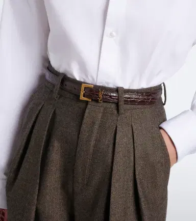 Saint Laurent Cassandre croc-effect leather belt | Thumbnail 3