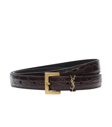 Saint Laurent Cassandre croc-effect leather belt | Thumbnail 1