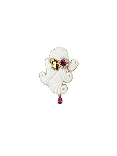 Wish Fine Jewelry 14.29ct White Opal Tourmaline 18K Gold Virgo Brooch | Thumbnail 1 Wish Fine Jewelry 14.29ct White Opal Tourmaline 18K Gold Virgo Brooch | Thumbnail 1