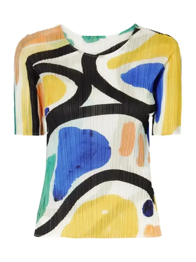 Pleats Please Roll Printed Plissé Blouse
