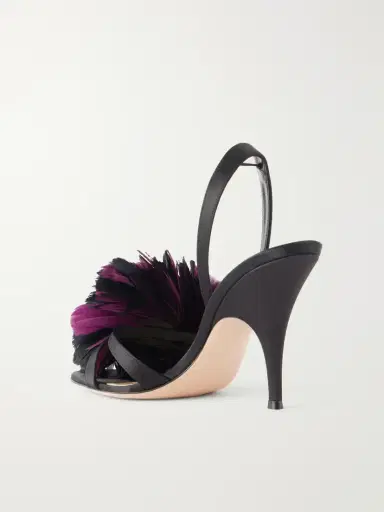 Gianvito Rossi 95 Feather-embellished Satin Sandals | Thumbnail 3 Gianvito Rossi 95 Feather-embellished Satin Sandals | Thumbnail 3