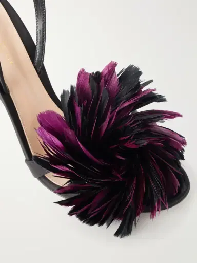 Gianvito Rossi 95 Feather-embellished Satin Sandals | Thumbnail 5 Gianvito Rossi 95 Feather-embellished Satin Sandals | Thumbnail 5