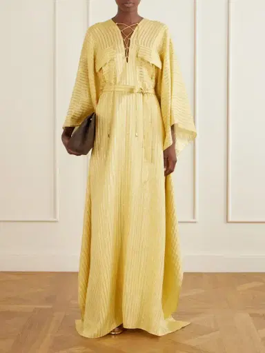Taller Marmo Mojave Belted Lurex Fil Coupé Silk-blend Gown | Thumbnail 2 Taller Marmo Mojave Belted Lurex Fil Coupé Silk-blend Gown | Thumbnail 2