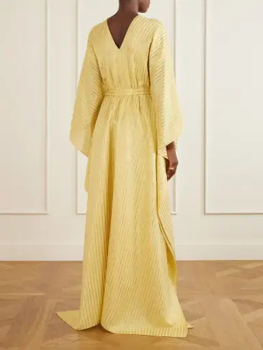 Taller Marmo Mojave Belted Lurex Fil Coupé Silk-blend Gown | Thumbnail 3 Taller Marmo Mojave Belted Lurex Fil Coupé Silk-blend Gown | Thumbnail 3