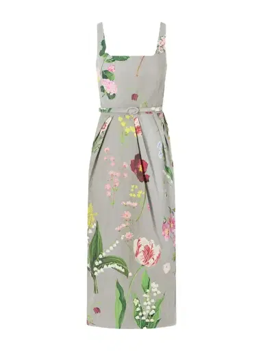 Oscar de la Renta Floral-printed Stretch Cotton-poplin Midi-dress | Thumbnail 1 Oscar de la Renta Floral-printed Stretch Cotton-poplin Midi-dress | Thumbnail 1