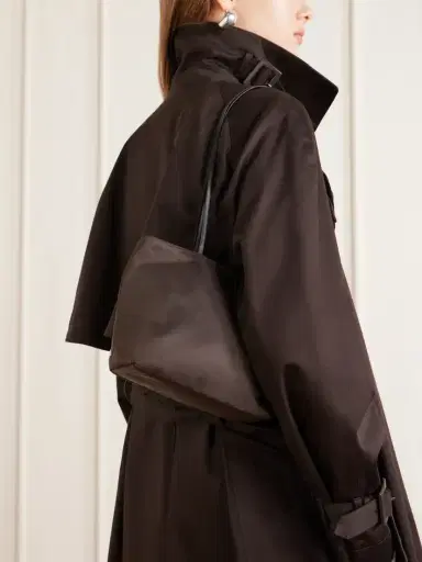 Valesque Spaghetti Leather-trimmed Satin Shoulder Bag | Thumbnail 2