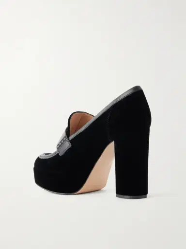 Gianvito Rossi Hadden 70 Leather-trimmed Velvet Pumps | Thumbnail 3