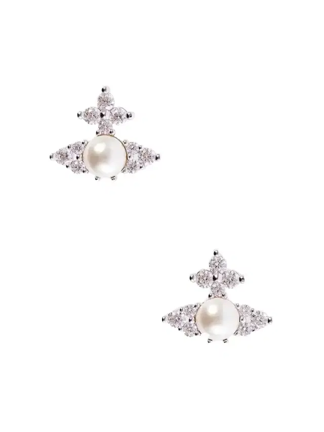 Vivienne Westwood Fedora Silver-tone Pearl-effect Crystal Earrings