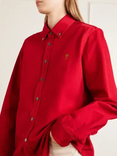 AMI PARIS Logo-embroidered Cotton-twill Shirt | Thumbnail 5