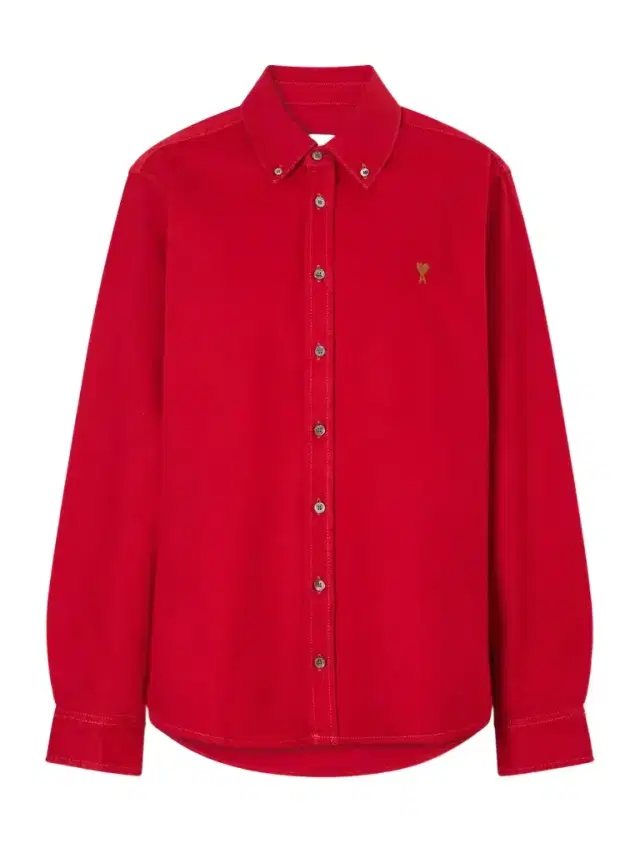 AMI PARIS Logo-embroidered Cotton-twill Shirt