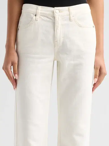 RE/DONE Women's The Californian Mid-Rise Wide-Leg Jeans - Crema - Size 32 | Thumbnail 5
