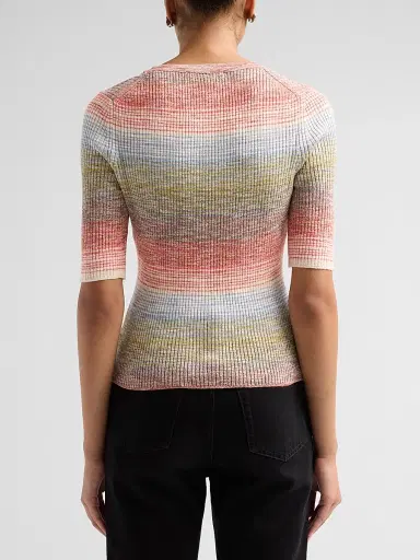 Veronica Beard Women's Archibald Gradient Sweater - Orange Mustard Multi - Size XL | Thumbnail 3