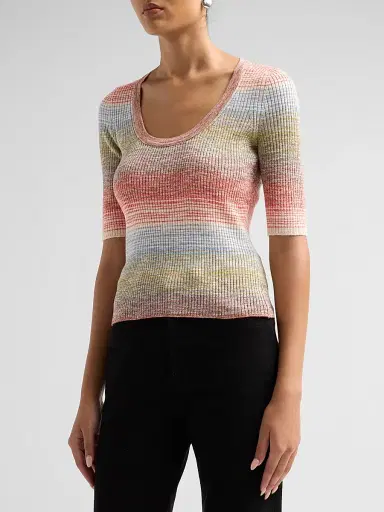 Veronica Beard Women's Archibald Gradient Sweater - Orange Mustard Multi - Size XL | Thumbnail 4