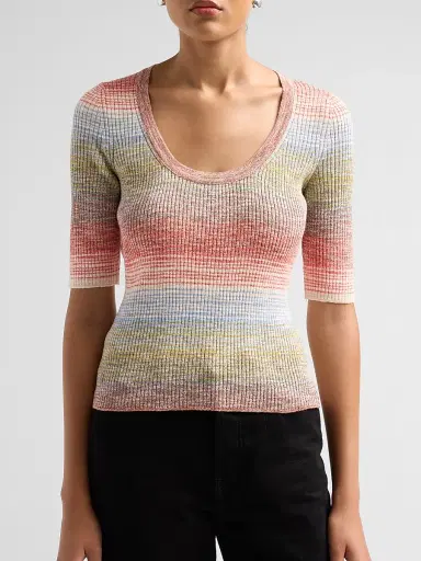 Veronica Beard Women's Archibald Gradient Sweater - Orange Mustard Multi - Size XL | Thumbnail 5