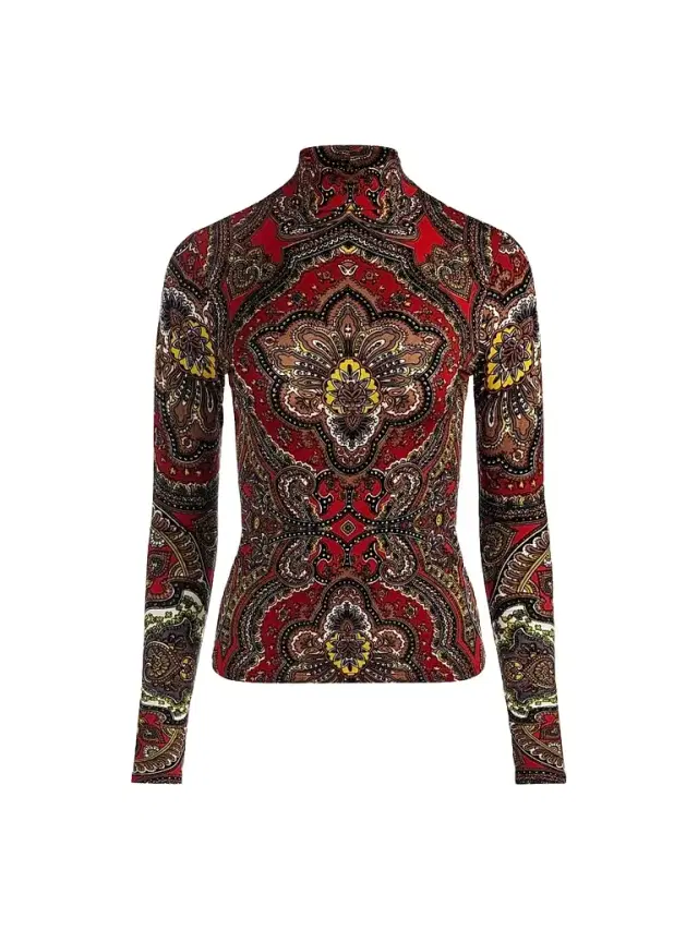 ALICE + OLIVIA Women's Delaina Floral Turtleneck Top - Bon Voyage Hibiscus Multi