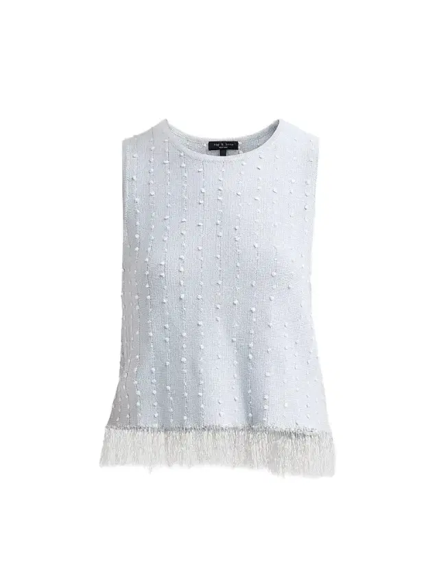 rag & bone Women's James Crochet Fringe Tank - Light Blue