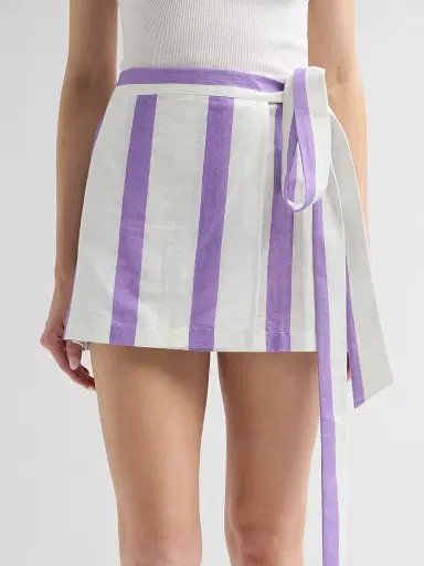 VERANDAH Women's Bejewelled Wrap Mini Skirt - Ivory And Lilac - Size XL | Thumbnail 5 VERANDAH Women's Bejewelled Wrap Mini Skirt - Ivory And Lilac - Size XL | Thumbnail 5