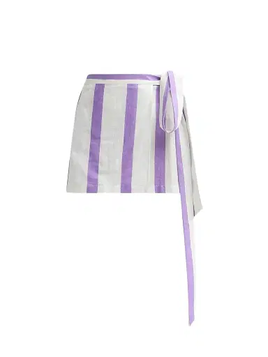 VERANDAH Women's Bejewelled Wrap Mini Skirt - Ivory And Lilac - Size XL | Thumbnail 1 VERANDAH Women's Bejewelled Wrap Mini Skirt - Ivory And Lilac - Size XL | Thumbnail 1