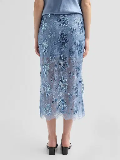 Cami NYC Women's Aylin Sequined Lace Midi-Skirt - Mist | Thumbnail 3
