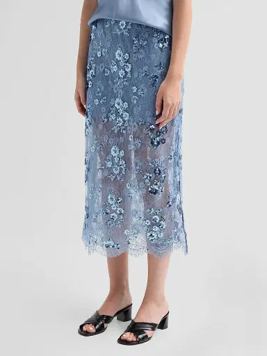Cami NYC Women's Aylin Sequined Lace Midi-Skirt - Mist | Thumbnail 4