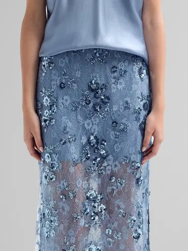Cami NYC Women's Aylin Sequined Lace Midi-Skirt - Mist | Thumbnail 5