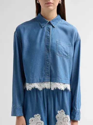 Cami NYC Women's Garance Cropped Shirt - Light Wash | Thumbnail 5