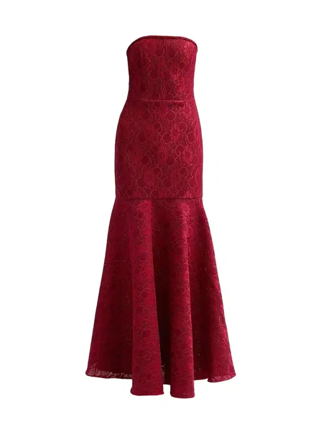 Black Halo Women's Kristy Strapless Lace Jacquard Trumpet Gown - Rouge