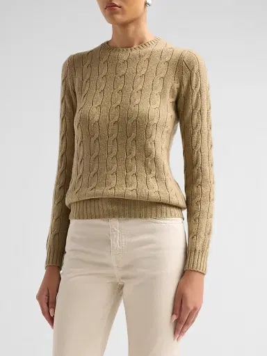 Ralph Lauren Collection Women's Lofty Cable-Knit Cashmere Sweater - Honey | Thumbnail 4