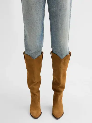 Isabel Marant Women's Denvee 40MM Suede Tall Western Boots - Cognac | Thumbnail 2