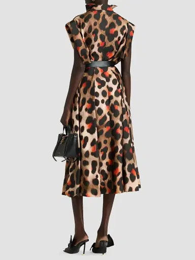 Givenchy Women's Shirt Dress in Leopard Silk with Deconstructed Collar - Brown Multi - Size 10 | Thumbnail 6