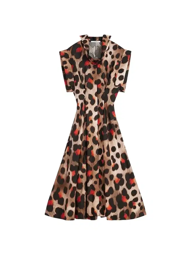 Givenchy Women's Shirt Dress in Leopard Silk with Deconstructed Collar - Brown Multi - Size 10