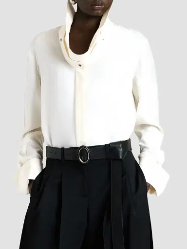 Givenchy Women's Shirt in Silk with Deconstructed Collar | Thumbnail 6