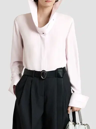 Givenchy Women's Shirt in Silk with Deconstructed Collar | Thumbnail 5