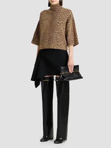 Givenchy Women's Top in Leopard Jacquard - Beige Brown - Size XS | Thumbnail 7