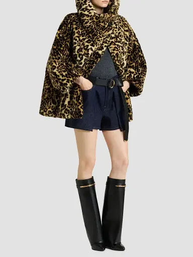 Givenchy Women's Short Coat in Leopard Faux Fur - Beige Camel | Thumbnail 2 Givenchy Women's Short Coat in Leopard Faux Fur - Beige Camel | Thumbnail 2