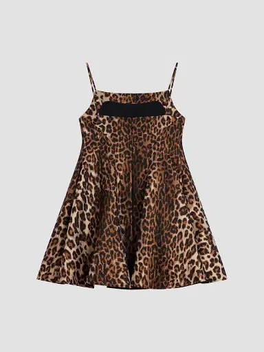 Givenchy Women's Sliced Mini Dress in Leopard Jacquard - Brown - Size 8 | Thumbnail 2