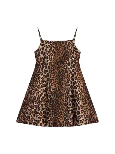 Givenchy Women's Sliced Mini Dress in Leopard Jacquard - Brown - Size 8 | Thumbnail 1