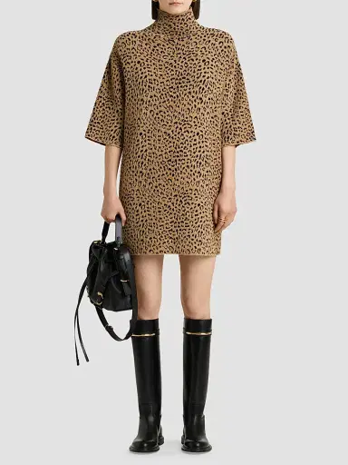 Givenchy Women's Mini Dress in Leopard Jacquard - Brown - Size XS | Thumbnail 2