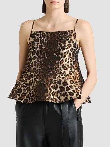 Givenchy Women's Sliced Top in Leopard Jacquard - Brown - Size 8 | Thumbnail 6
