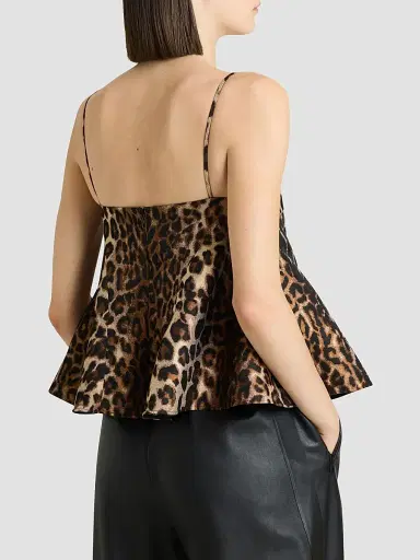 Givenchy Women's Sliced Top in Leopard Jacquard - Brown - Size 8 | Thumbnail 7