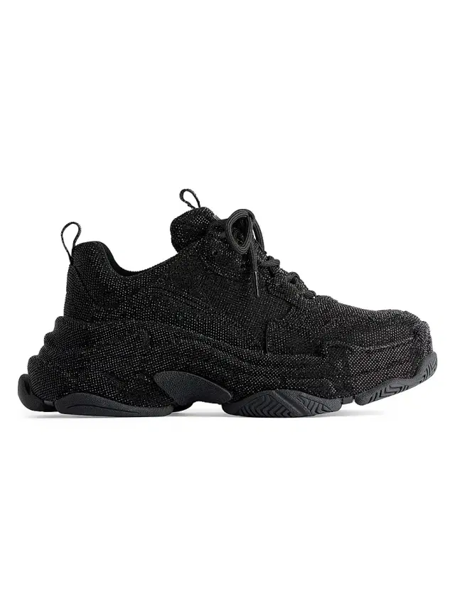 Balenciaga Women's Triple S Sneakers with Rhinestones - Black
