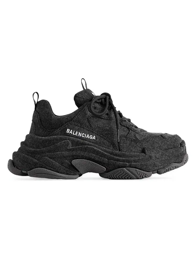 Balenciaga Women's Triple S Sneakers Denim - Black