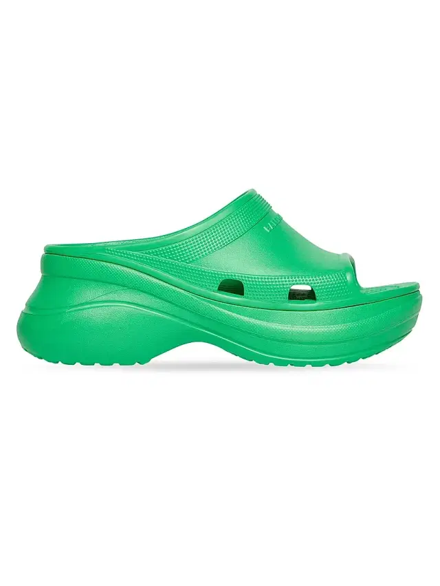 Balenciaga Women's Pool Crocs Slide Sandals - Grass Green