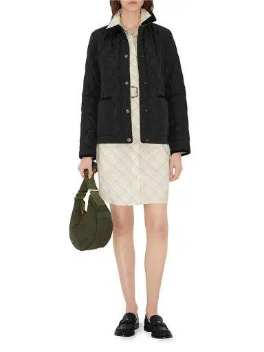 Burberry Women's Dorset Diamond Quilted Jacket - Black Sand Ip Check - Size XXS | Thumbnail 2