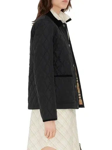 Burberry Women's Dorset Diamond Quilted Jacket - Black Sand Ip Check - Size XXS | Thumbnail 4
