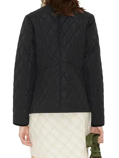 Burberry Women's Dorset Diamond Quilted Jacket - Black Sand Ip Check - Size XXS | Thumbnail 5